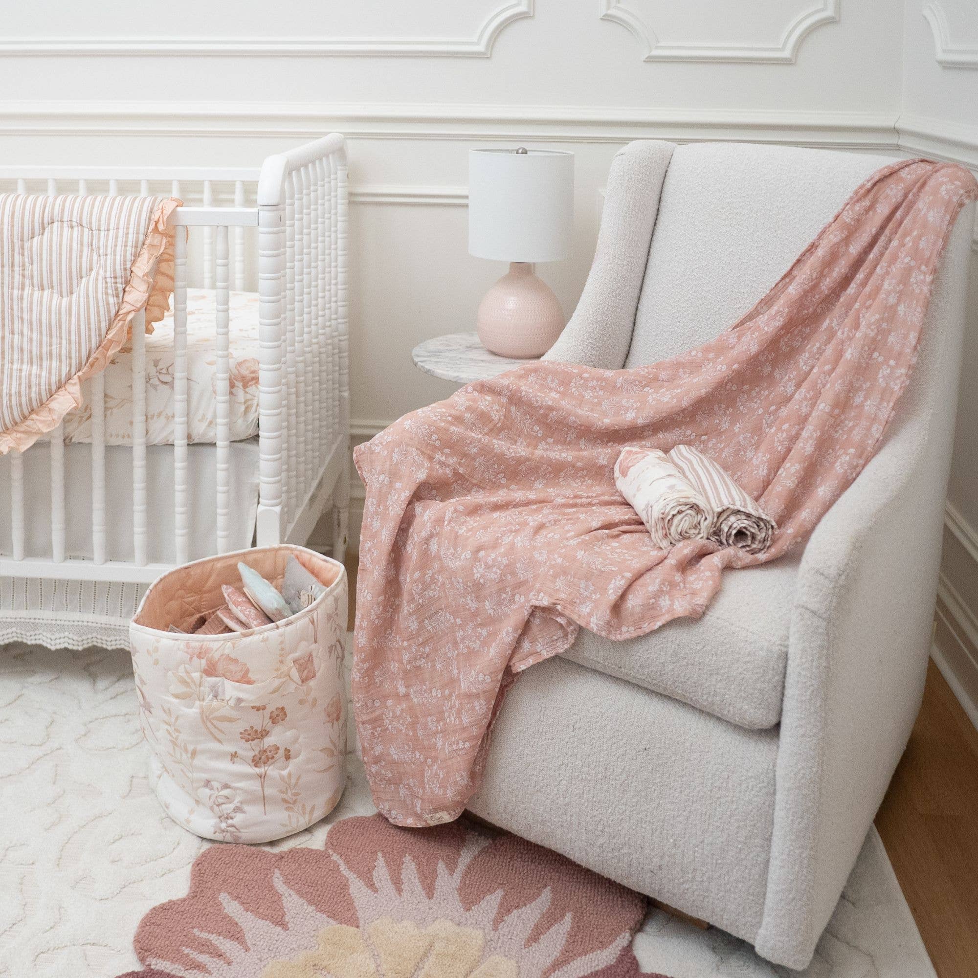 Violet Floral Muslin Swaddle Set