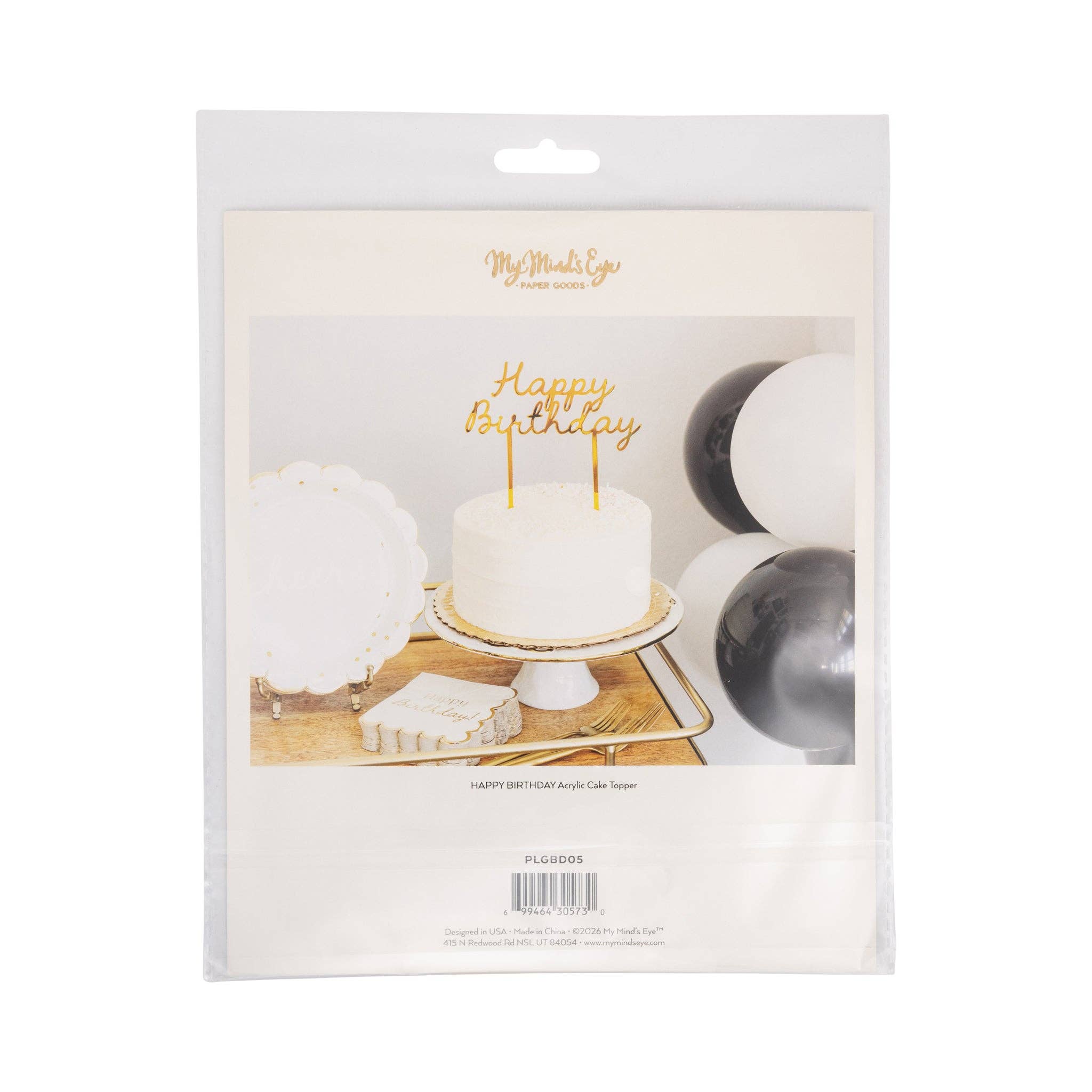 Gold Script Happy Birthday Cake Topper