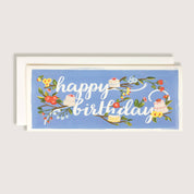 Blue Flowers & Cake Birthday Card
