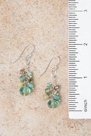Earthy Girl Turquoise, Czech Glass, Abalone Dangle Earrings