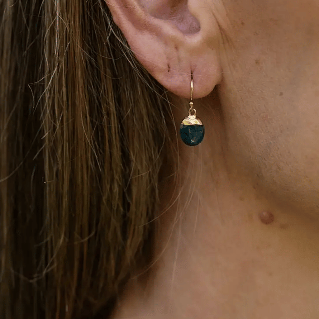 Faceted Blue Apatite Bezel Earrings