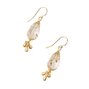 Czech Glass Flecked Gold Herringbone Earrings