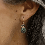 Tranquil Gardens Faceted African Turquoise Briolette and Dangles Cluster Earrings