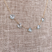 Aquamarine Teardrop Row Necklace
