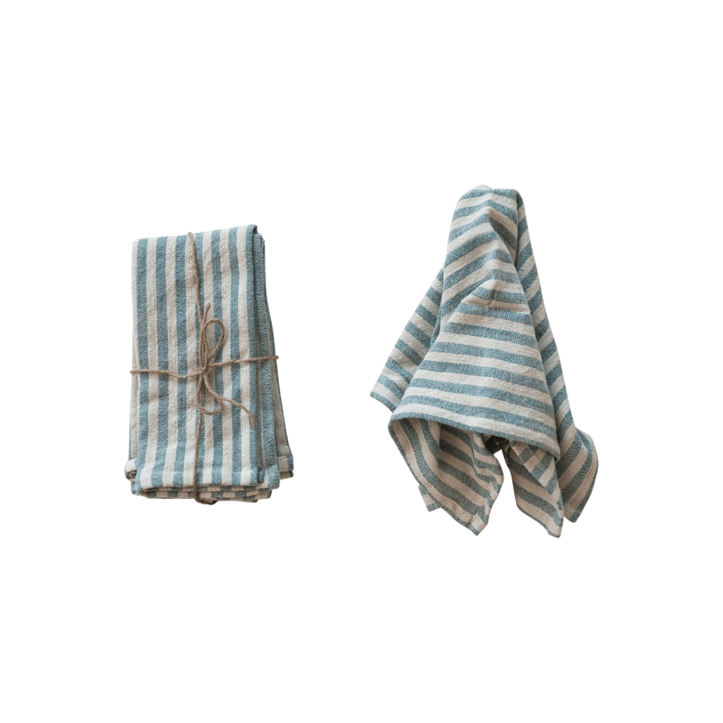 Blue & Natural Woven Striped Napkin Set