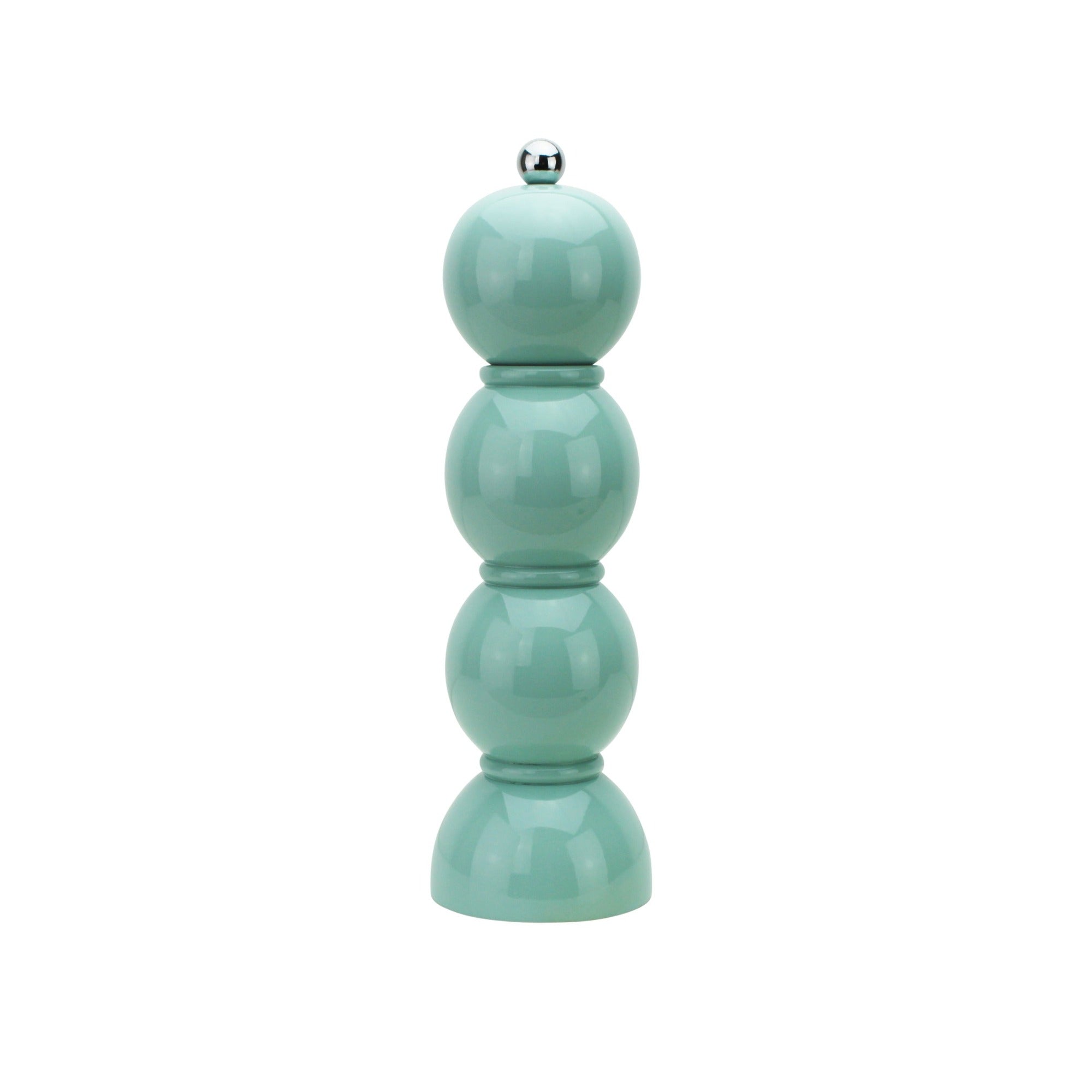 Turquoise pepper grinder on a white background