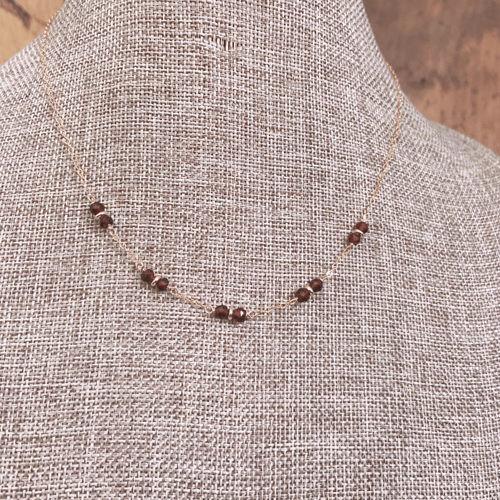 Garnet Beaded Rondelle Necklace