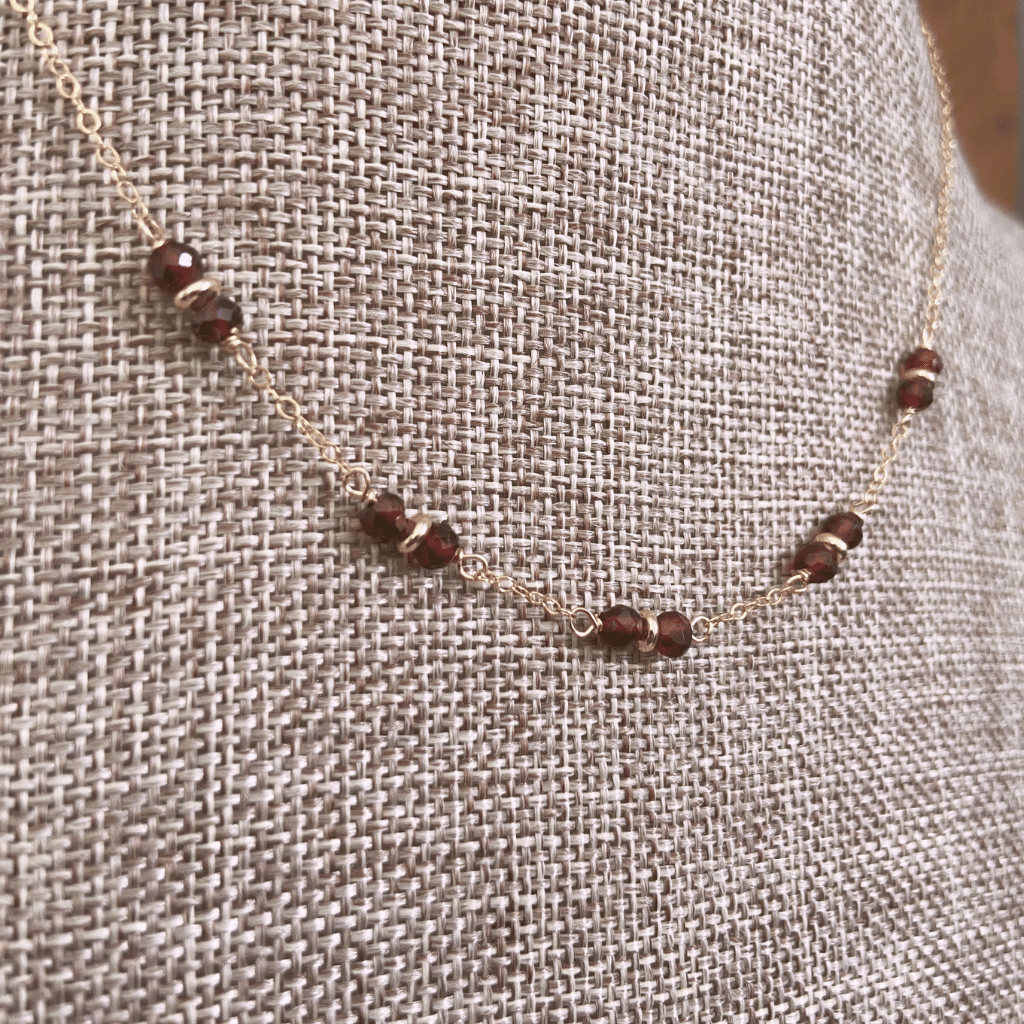 Garnet Beaded Rondelle Necklace