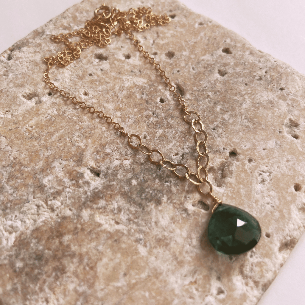 Indicolite Teardrop Pendant Necklace