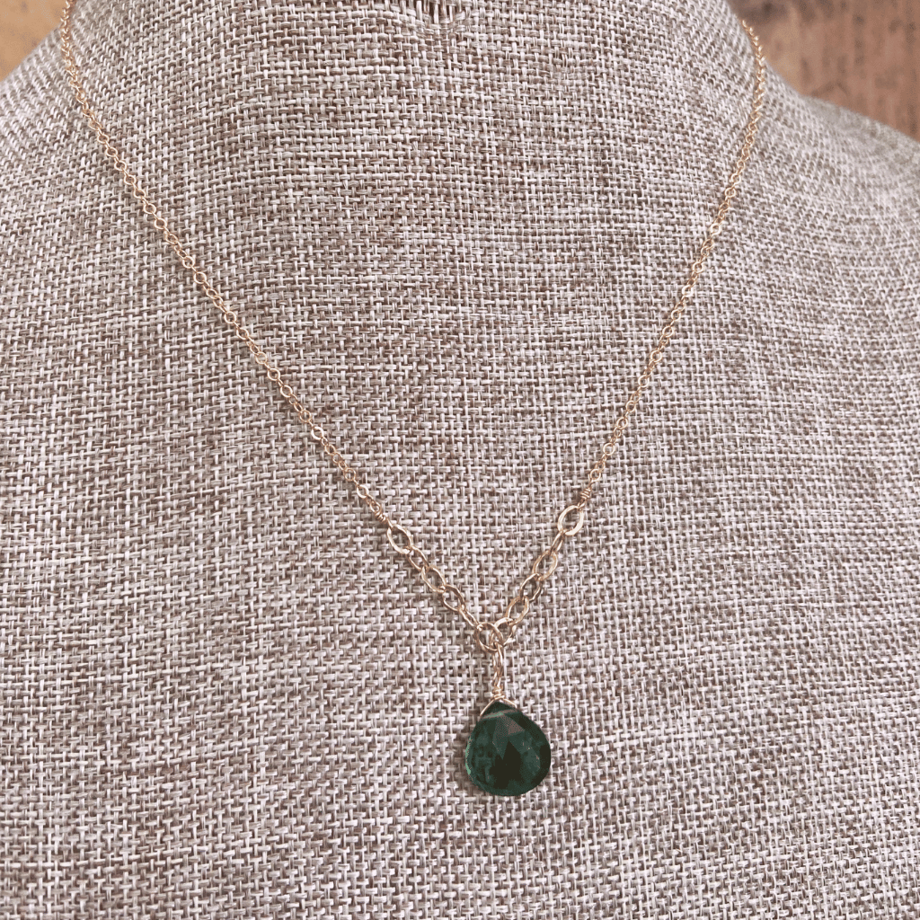 Indicolite Teardrop Pendant Necklace