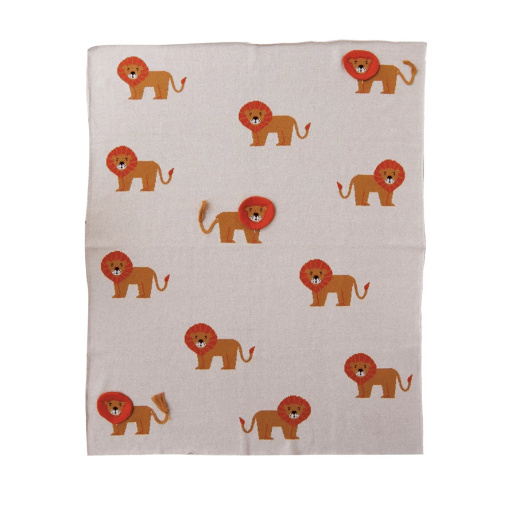 Lion Cotton Knit Baby Blanket