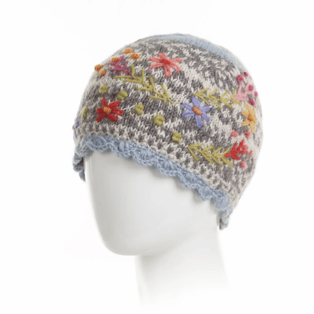Sadie Floral Embroidered Beanie Hat