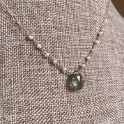 Pearl Beaded Green Amethyst Teardrop Necklace