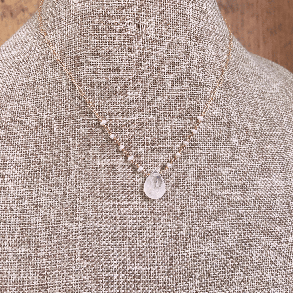 Pearl Beaded Moonstone Necklace