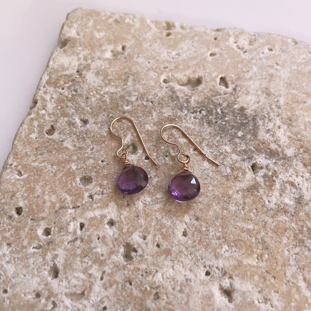 Pink Amethyst Petite Teardrop Earrings