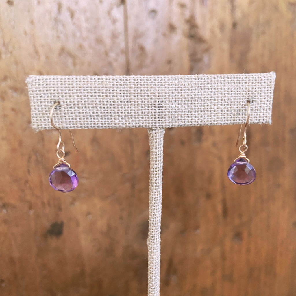 Pink Amethyst Petite Teardrop Earrings