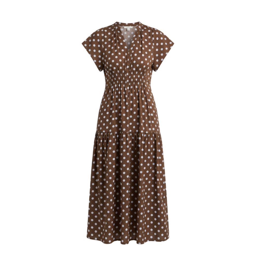 Polka Dot Satin Midi Dress