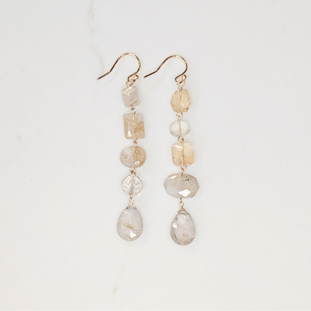 Semi Precious Mismatched Earrings | Champagne