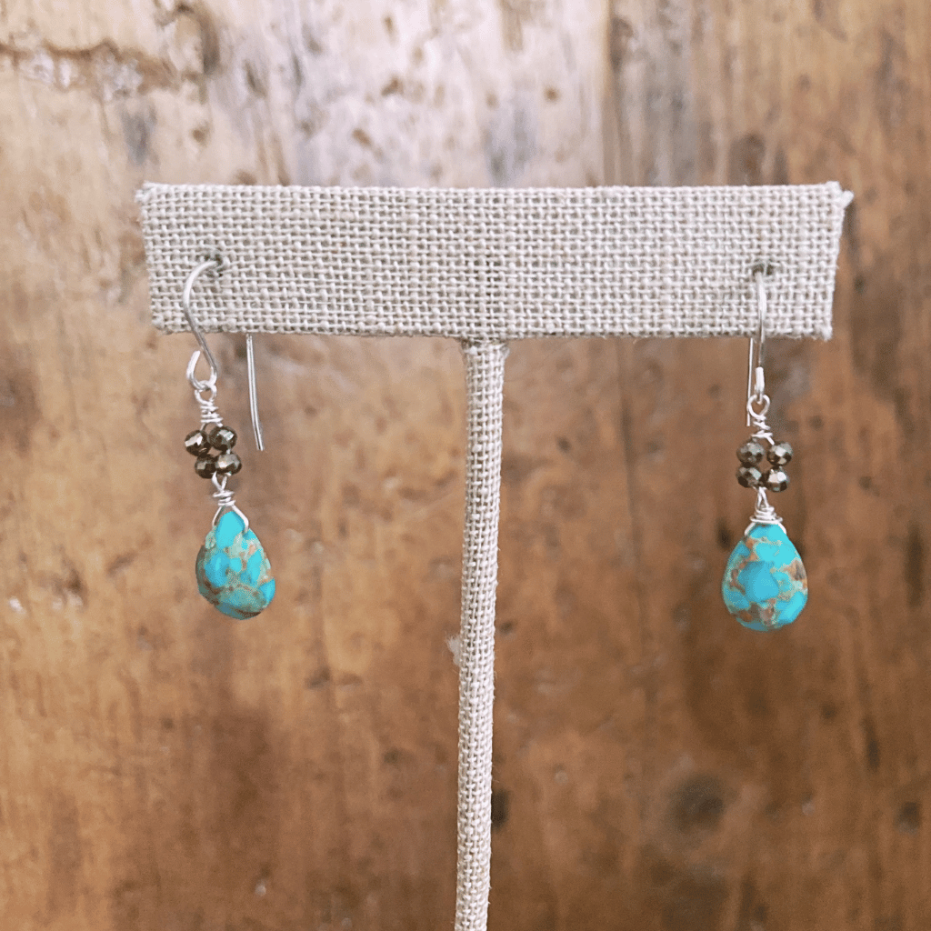Turquoise & Pyrite Earrings