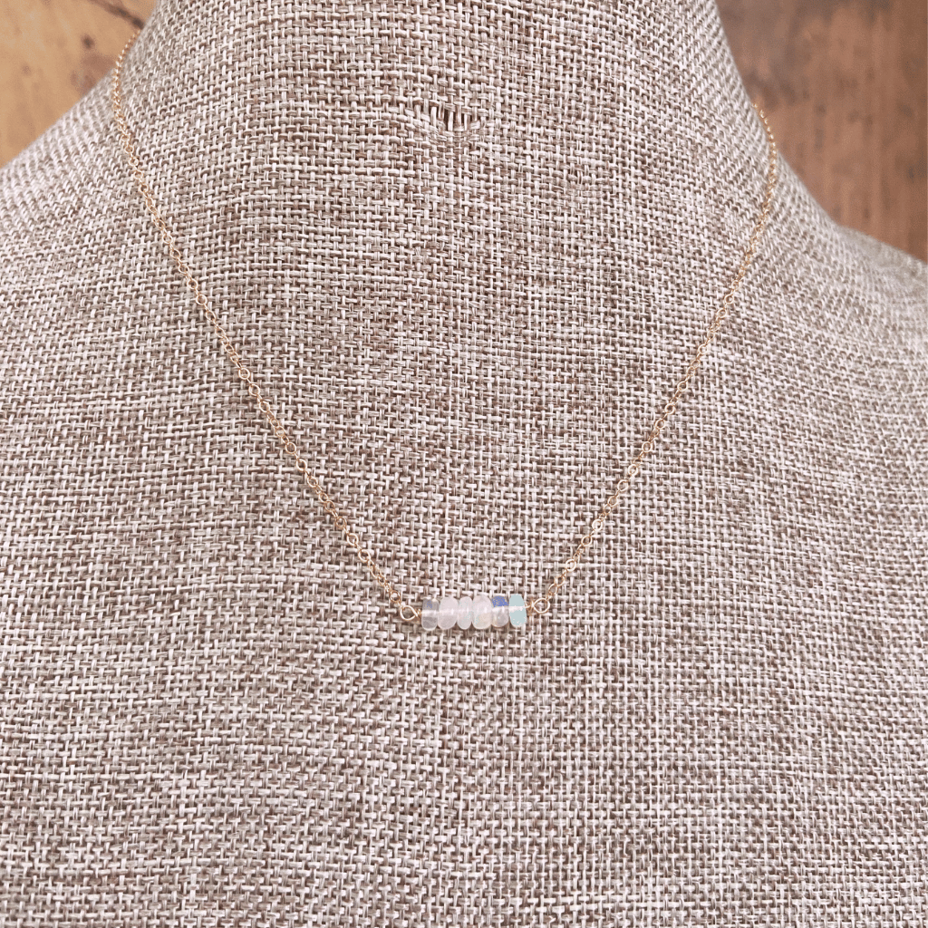 White Opal Bar Necklace
