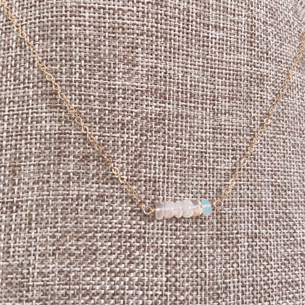 White Opal Bar Necklace
