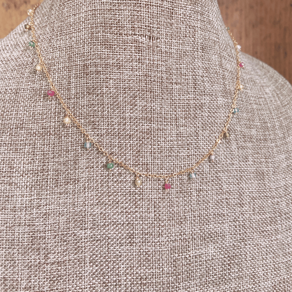 Zircon Multi Tassel Necklace