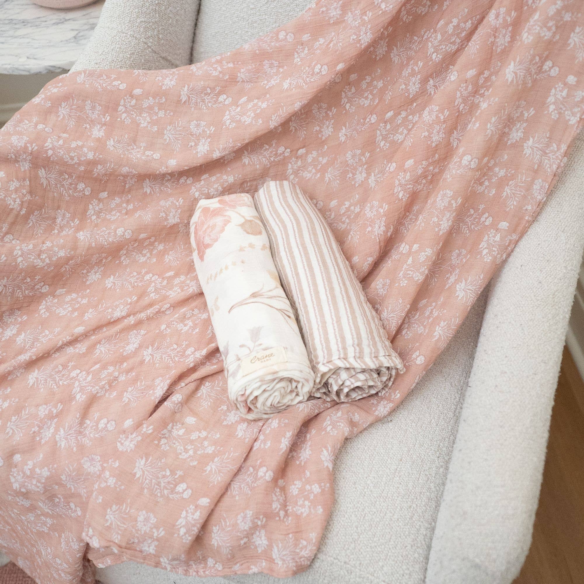 Violet Floral Muslin Swaddle Set