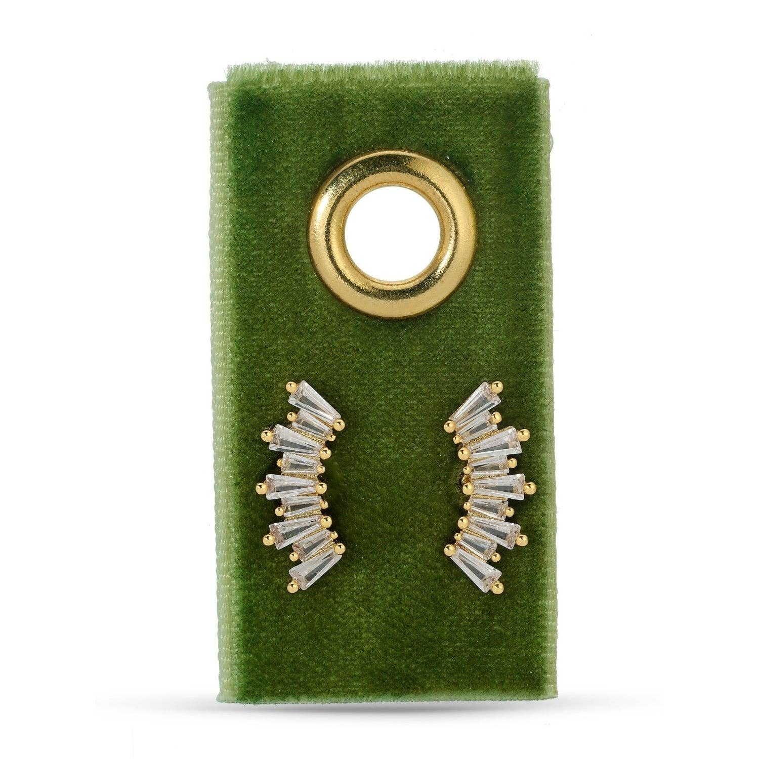 Curved Baguette Stud Earrings