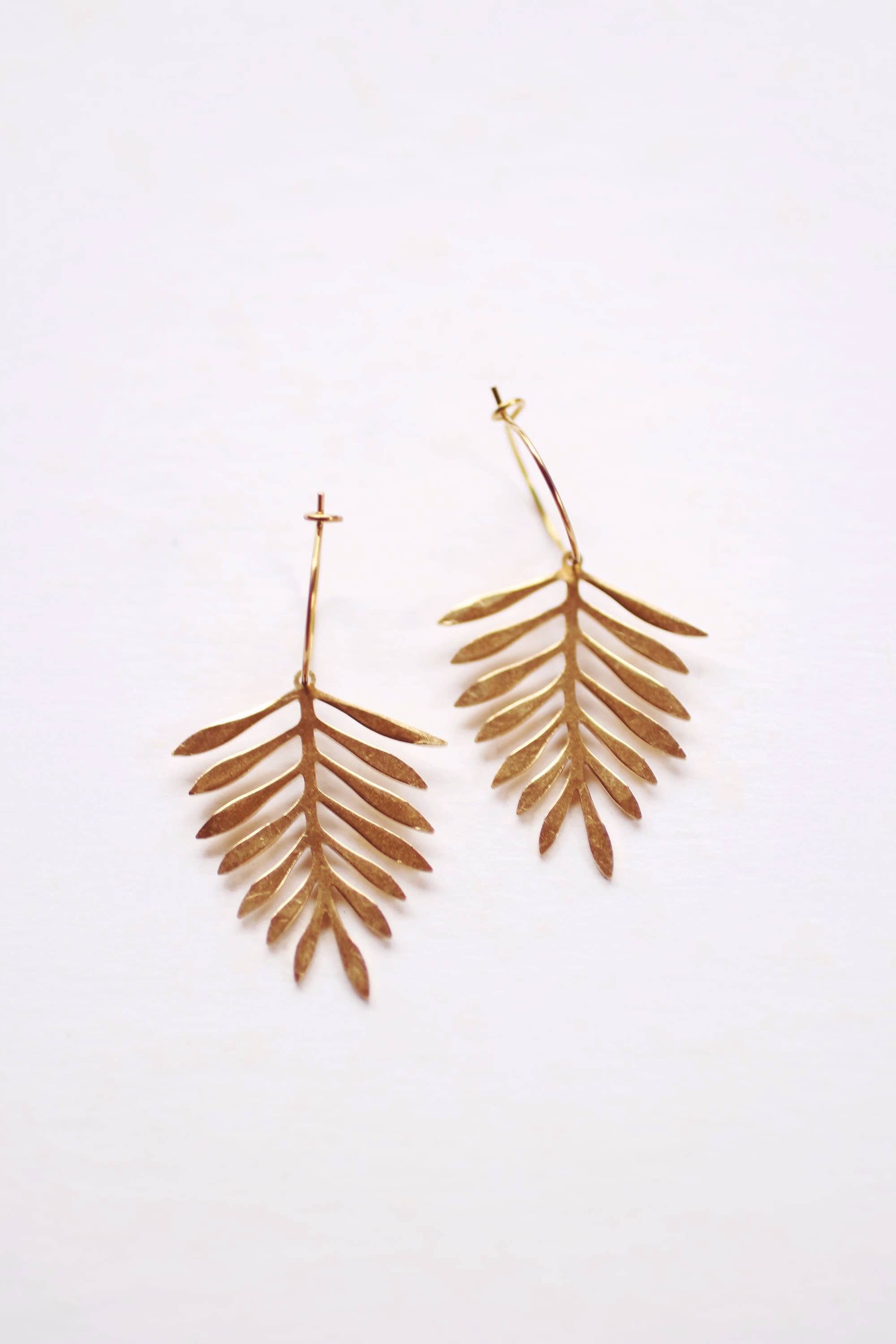 Hammered Palm Leaf Earrings