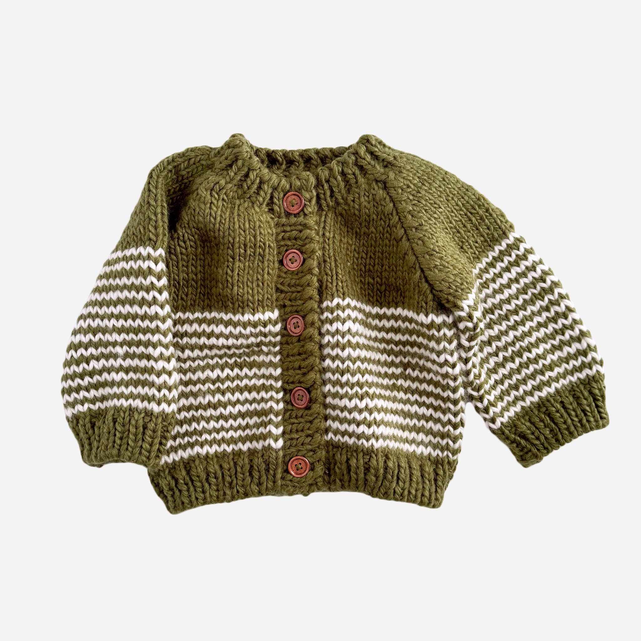 Moss Stripe Baby Cardigan