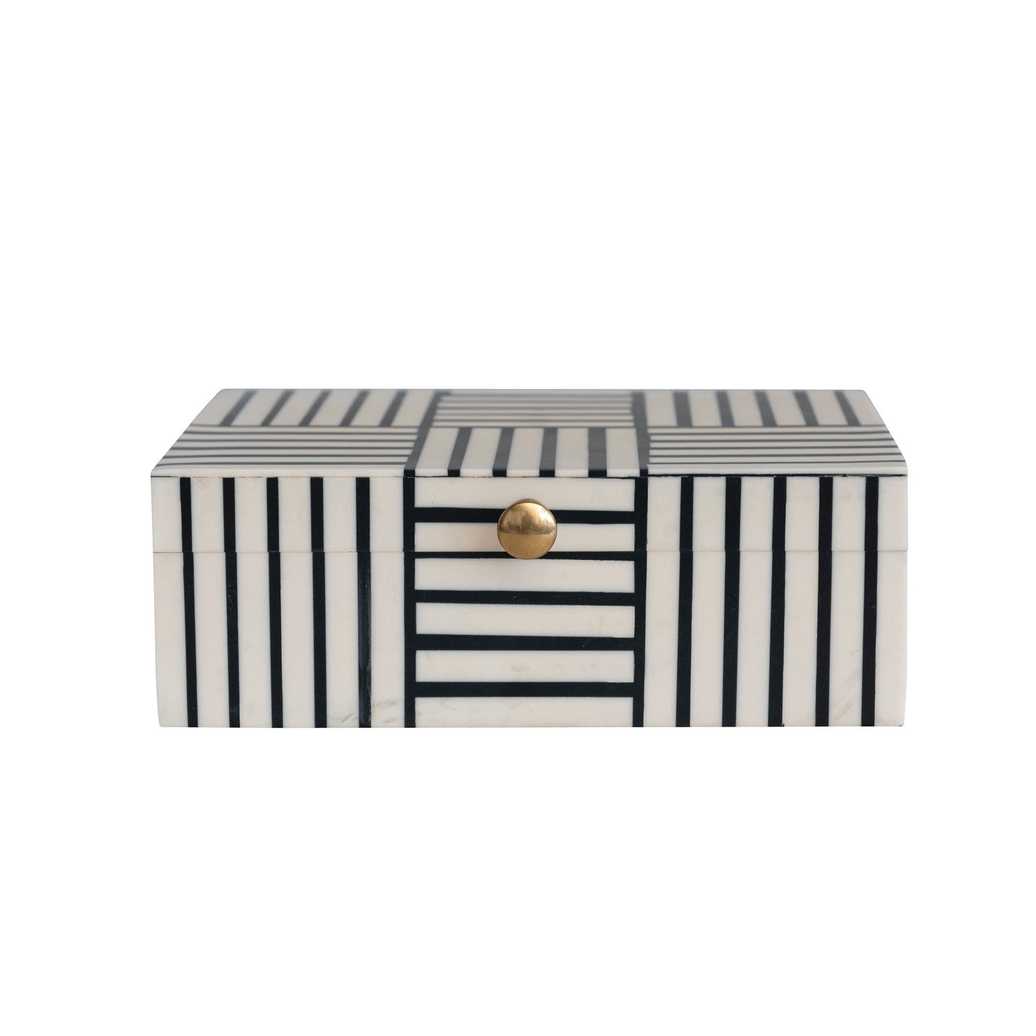  Striped Block Pattern & Gold Knob, Black & White