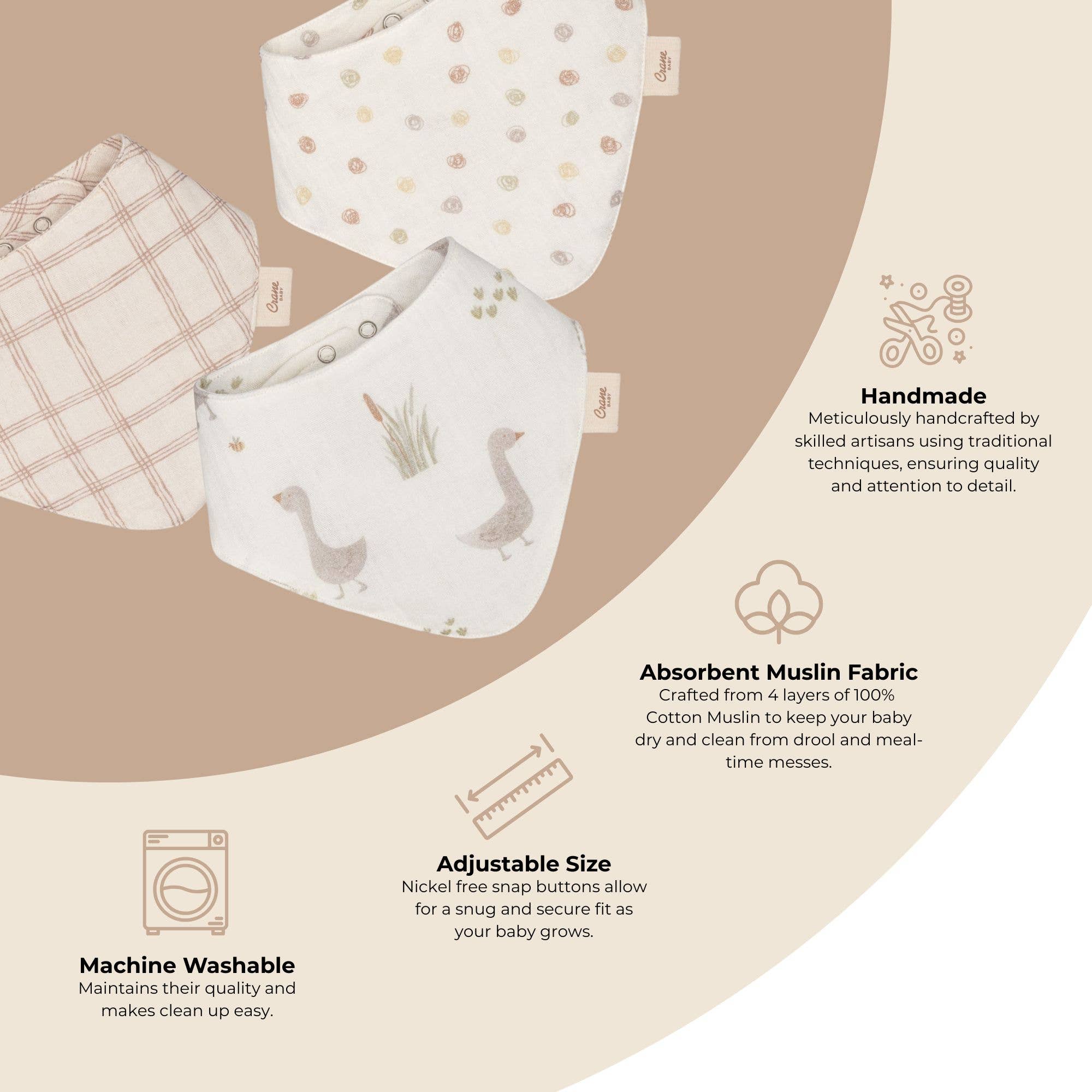 Farmhouse Goose Muslin Bib Set