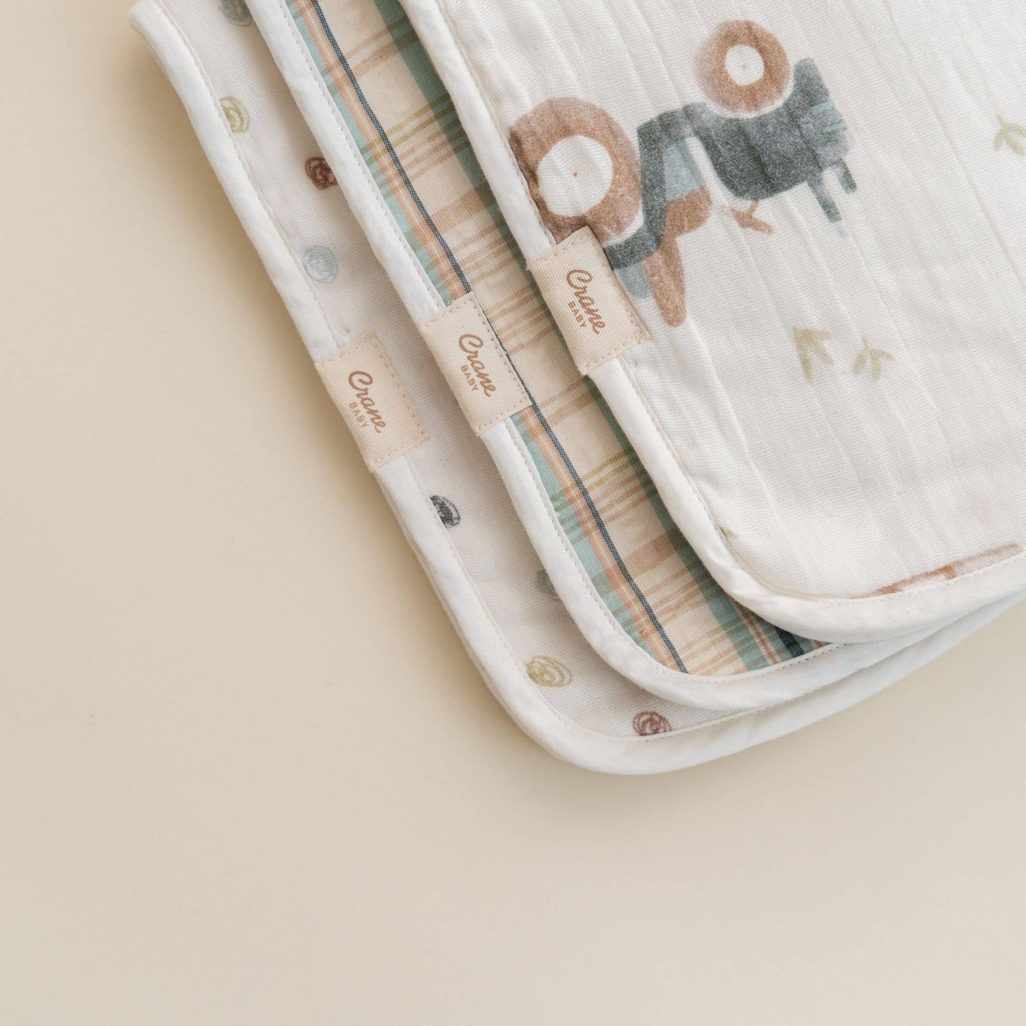 Farmhouse Tractor Burp Cloth Set