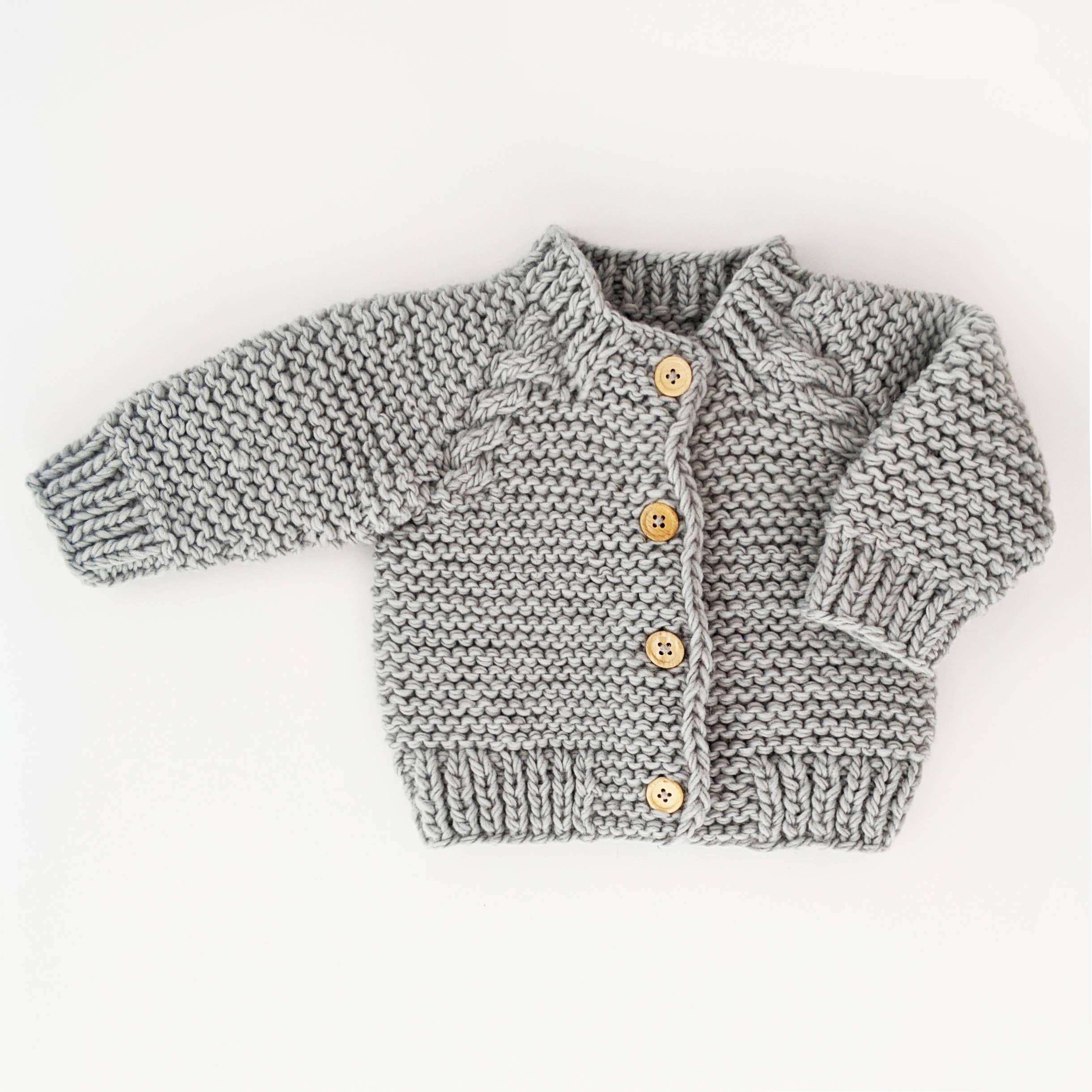Ice Grey Garter Stitch Cardigan Sweater