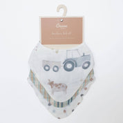 Farmhouse Tractor Muslin Bib Set
