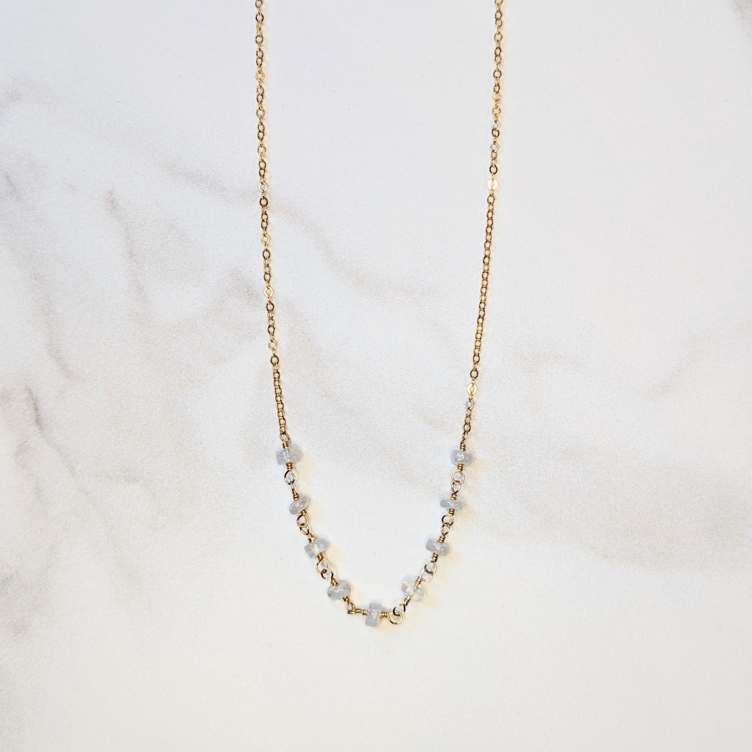 Tiny Moonstones Gold Necklace
