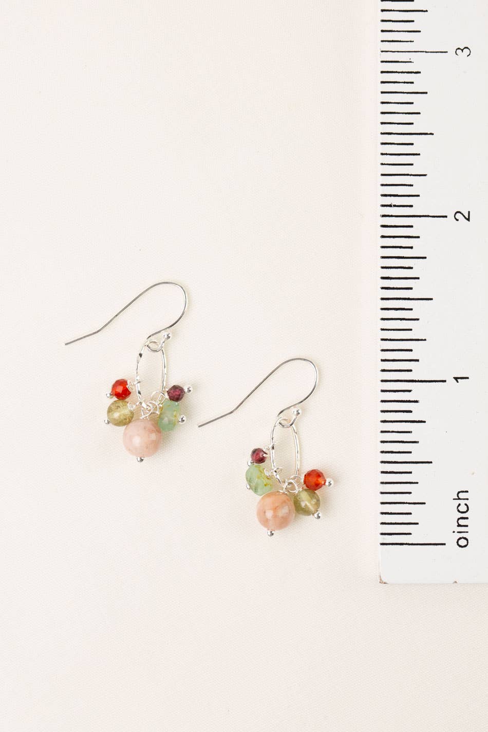 Gentle Breeze Peach Moonstone, Czech Glass, Carnelian Dangle Earrings