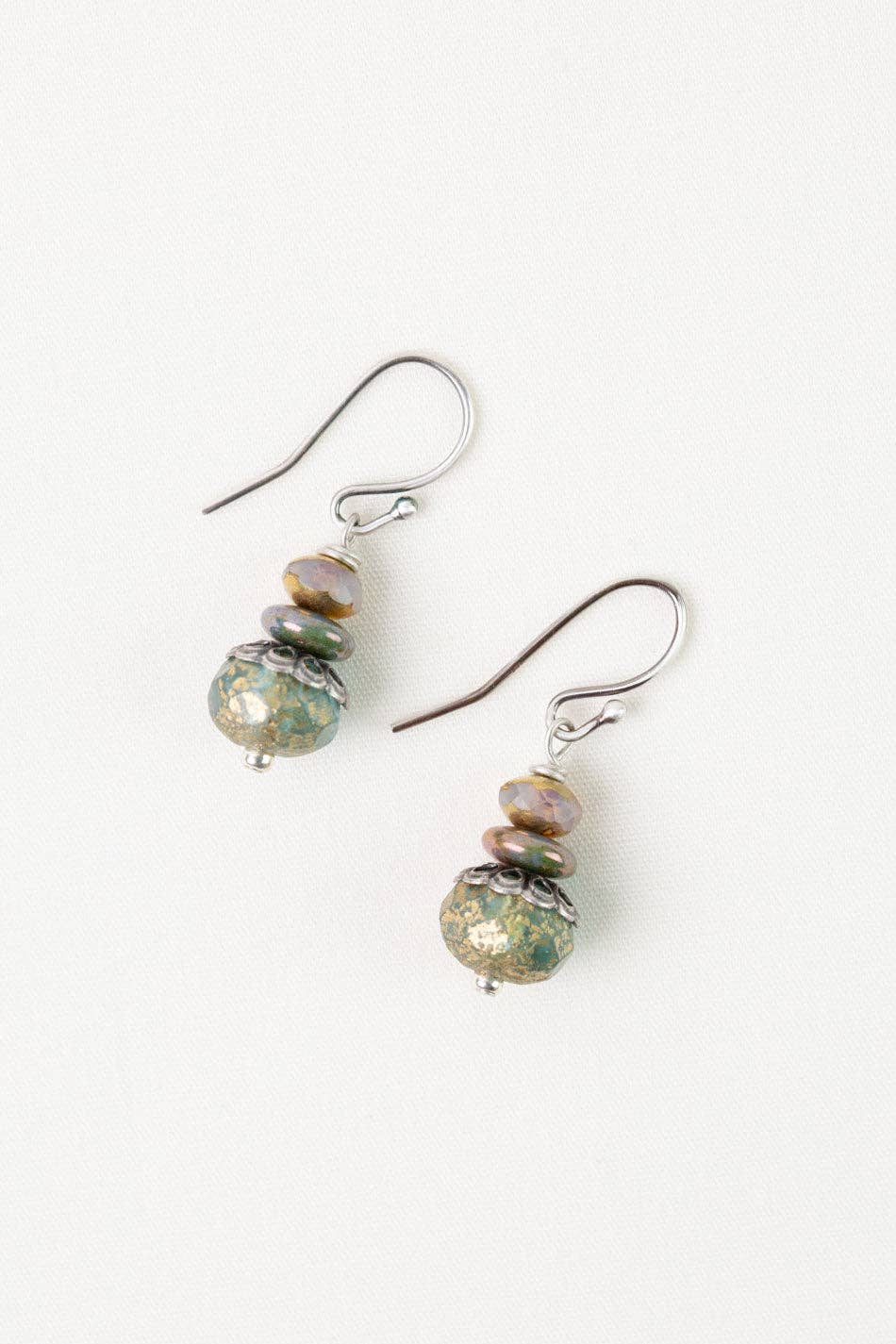 Water Lily Czech Glass Simple Earrings