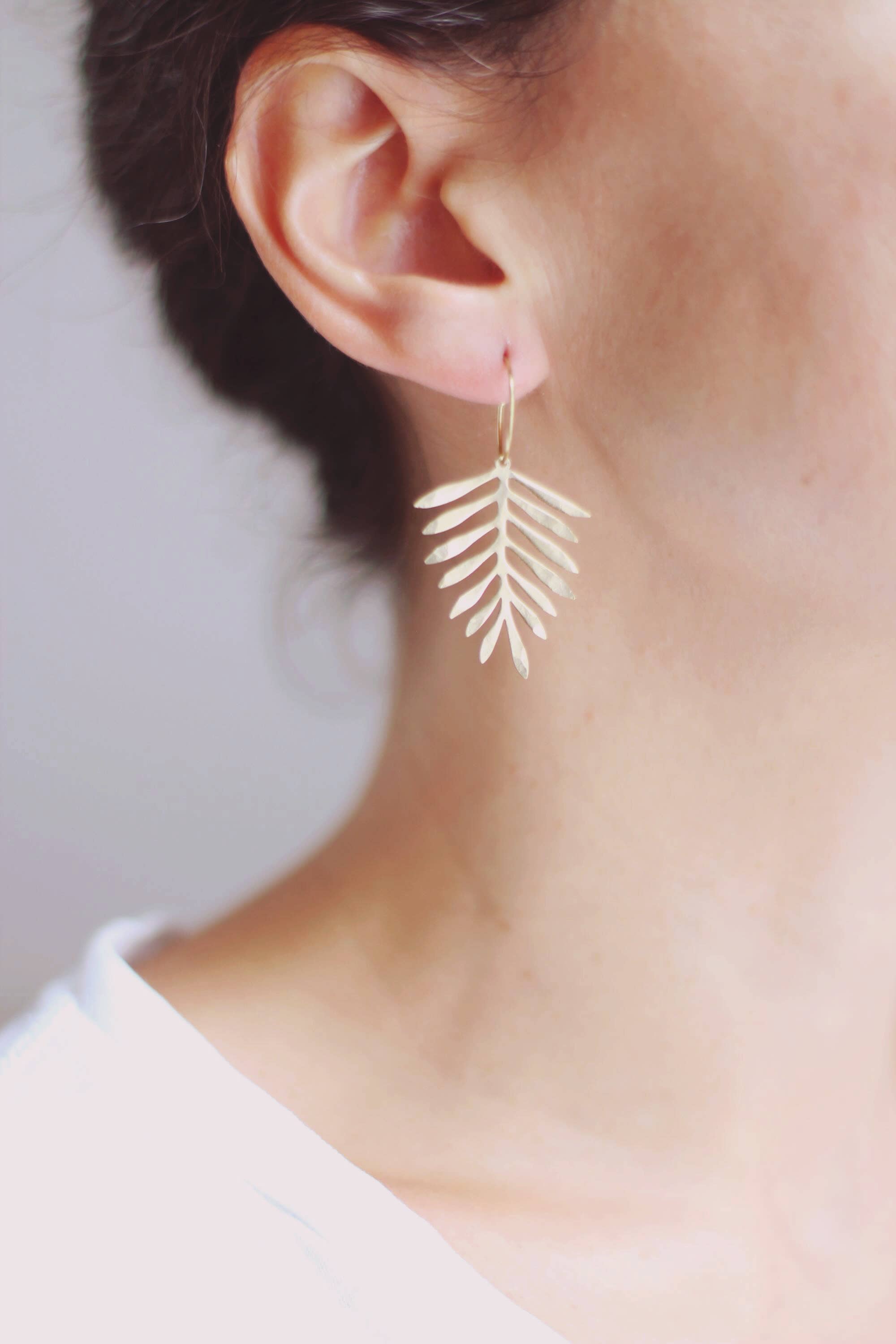 Hammered Palm Leaf Earrings
