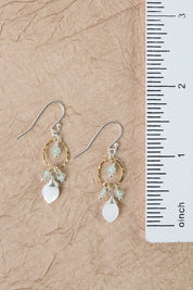 Serenity Aquamarine, Prehnite with Smooth Mother of Pearl Teardrop Earring