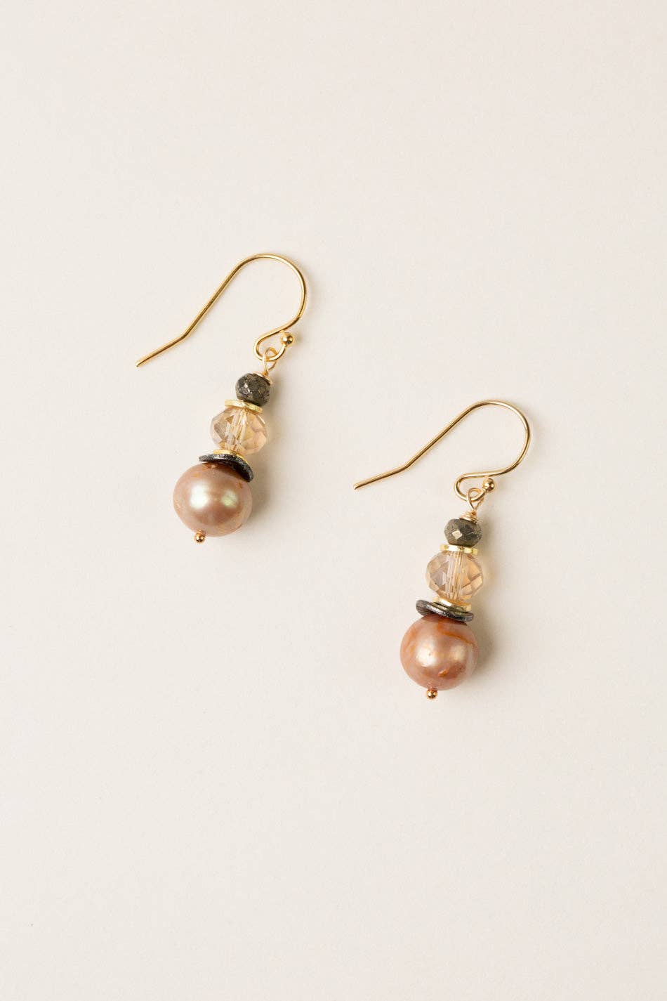 Alchemy Pearl, Crystal, Pyrite Simple Earrings