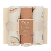 Rainbow/Butterfly Muslin Burp Cloth Set