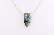 Fiona Labradorite Shield Gold Pendant Necklace