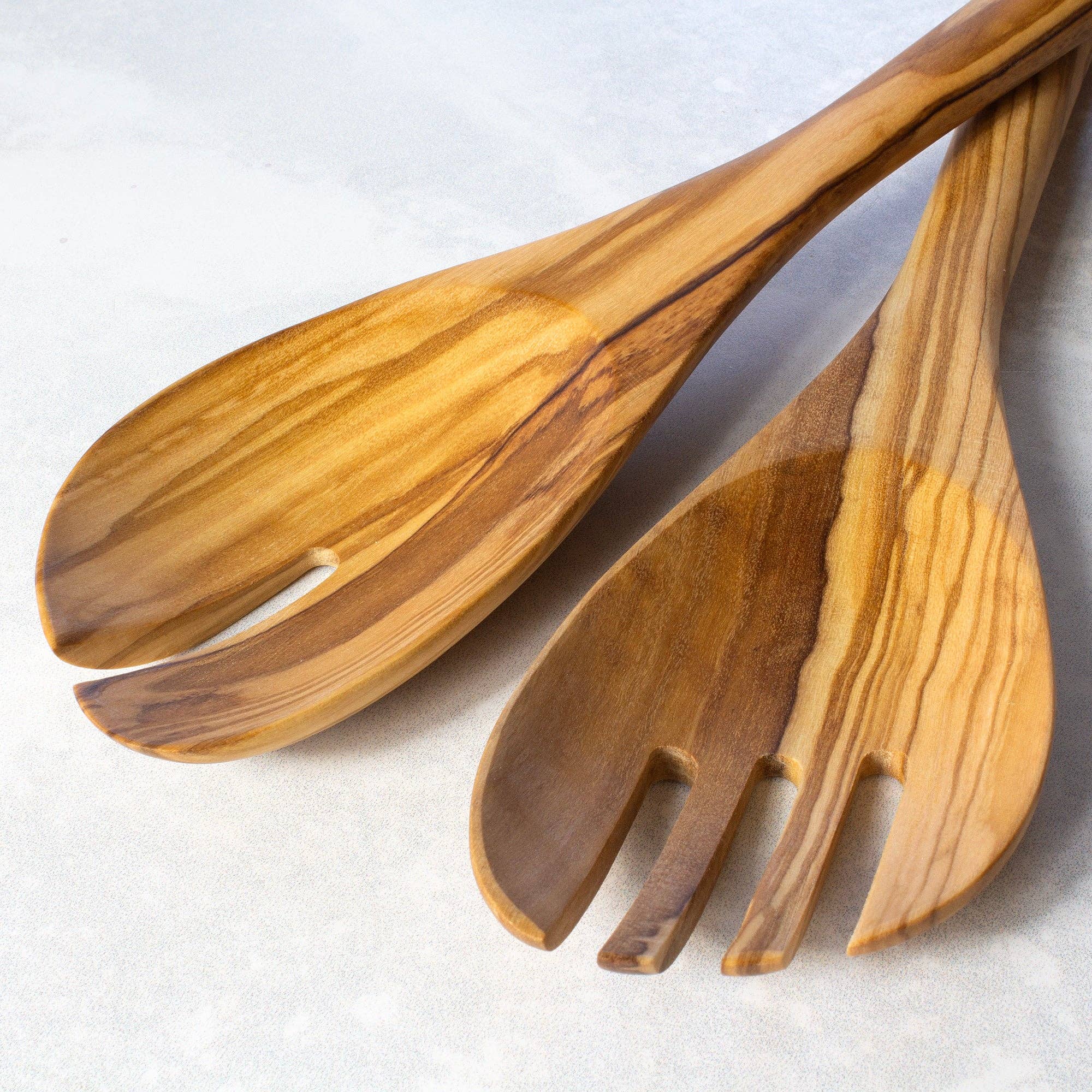 Olive Wood Salad Serving Set