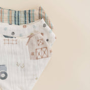 Farmhouse Tractor Muslin Bib Set