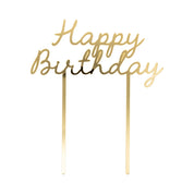 Gold Script Happy Birthday Cake Topper