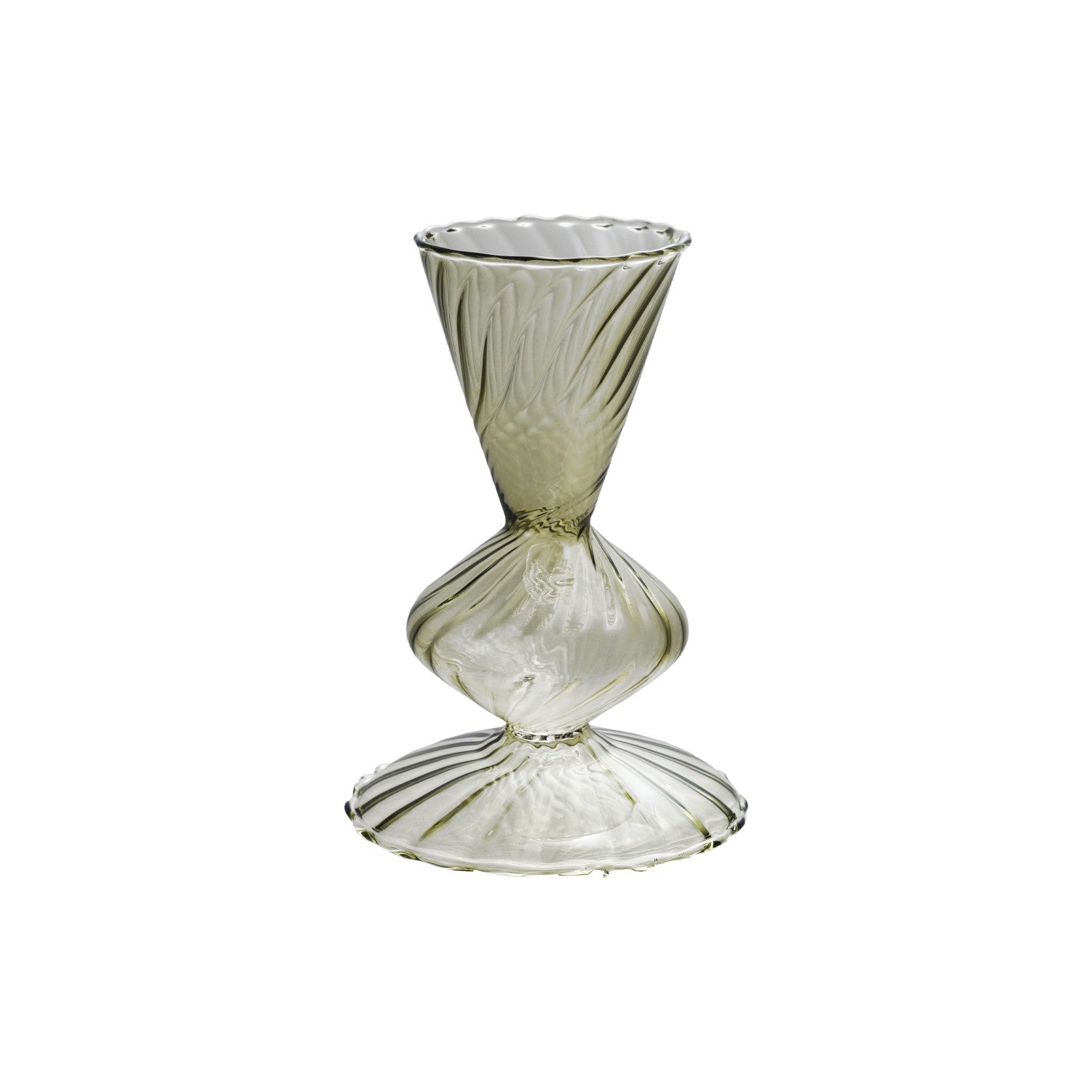 3" Round x 5"H Fluted Glass Vase, Green